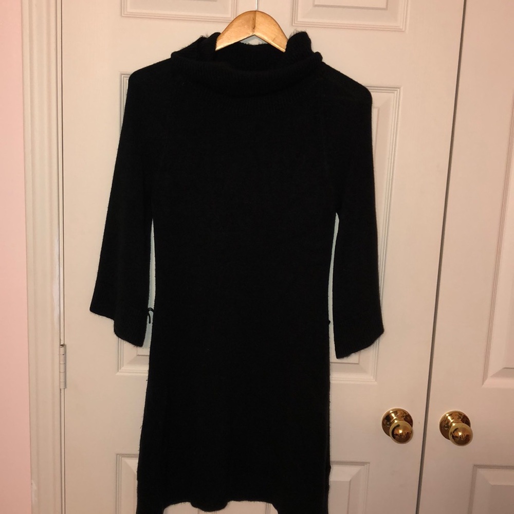 Black cowl neck sweater dress